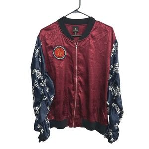 Disney Mulan Satin Bomber Jacket XXL‎ Embroidered Dragon Floral Y2K Statement